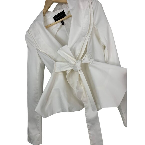 Y2K Vtg BCBGMAXAZRIA XS White Tie Waist Blouse RH10461 GUC Long Sleeve - Picture 1 of 11